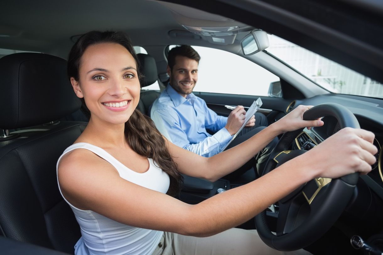 A learner driver about to take her test